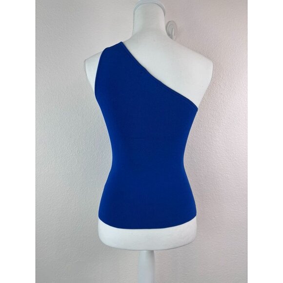 Ramy‎ Brook women's XXS blue ribbed one shoulder indira top fitted stretch - Picture 4 of 10